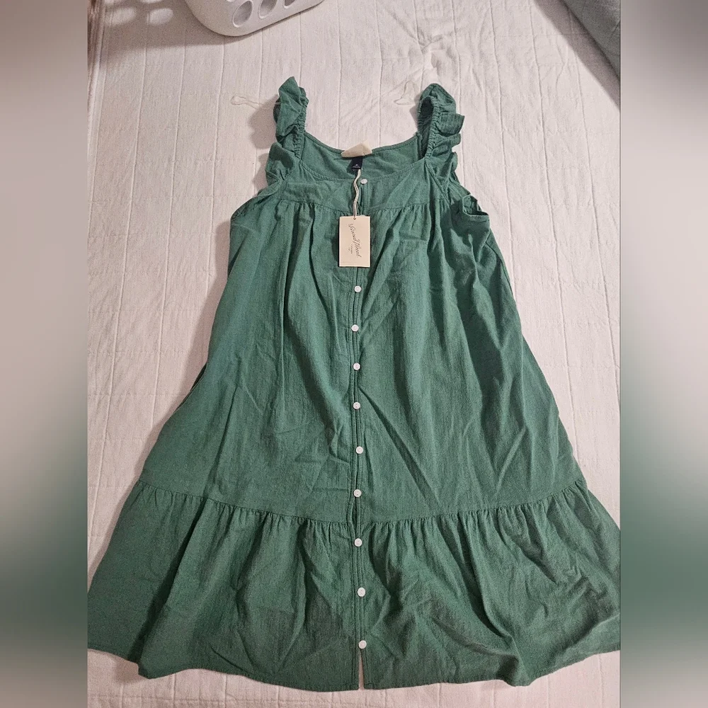 Green Ruffled Button-Down Dress - Picture 3 of 5